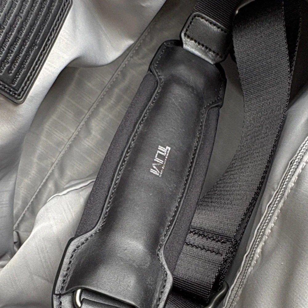 Tumi alpha deluxe carry on satchel in navy blue